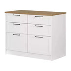 White & Maple Nutmeg 6-Drawer Kitchen Island, 1-Person