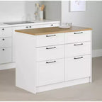 White & Maple Nutmeg 6-Drawer Kitchen Island, 1-Person