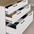 White & Maple Nutmeg 6-Drawer Kitchen Island, 1-Person