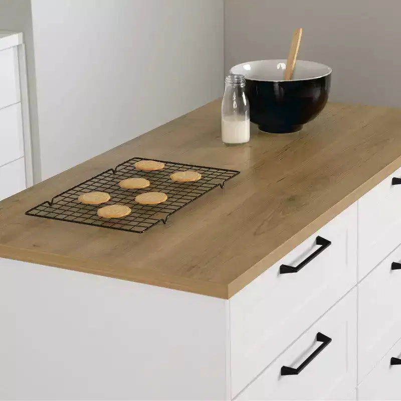 White & Maple Nutmeg 6-Drawer Kitchen Island, 1-Person