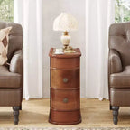 Brown Walnut 2-Drawer Solid Wood End Table, 1-Piece