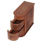 Brown Walnut 2-Drawer Solid Wood End Table, 1-Piece