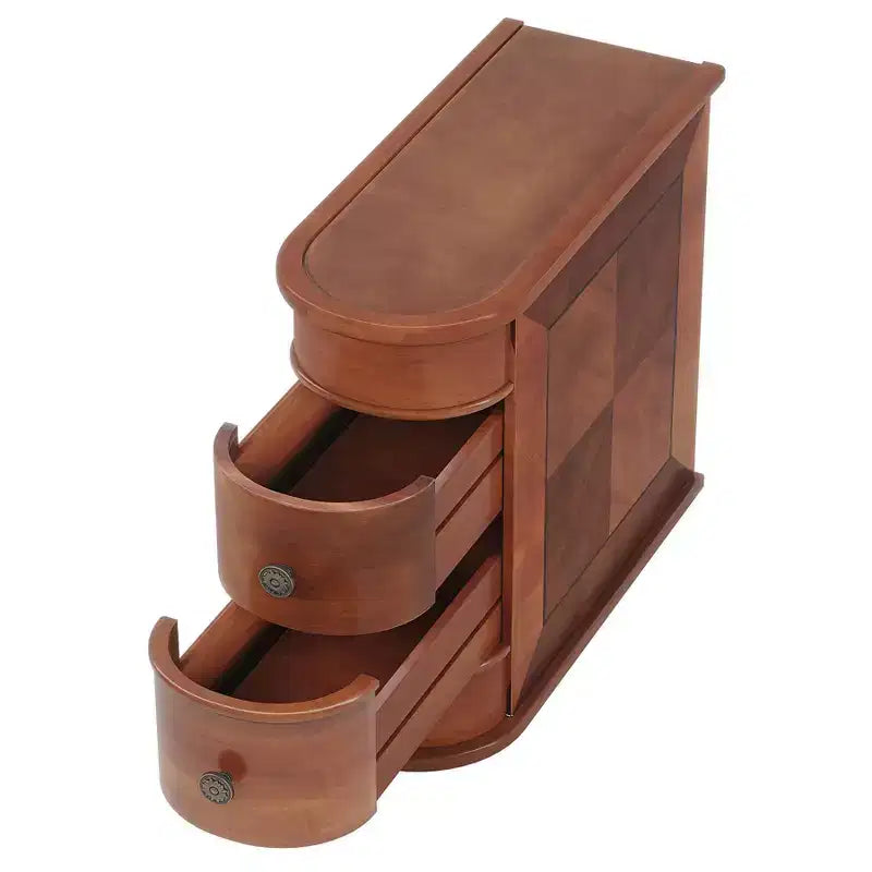 Brown Walnut 2-Drawer Solid Wood End Table, 1-Piece