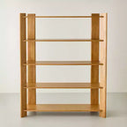 Natural Wood Open Bookcase, 5-Shelf, Natural