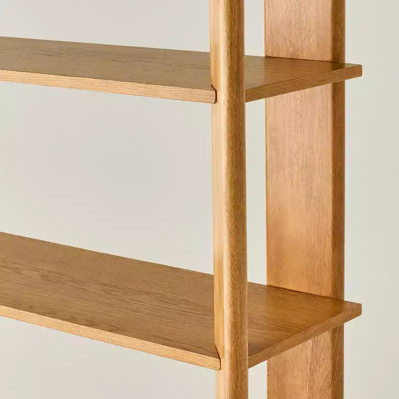 Natural Wood Open Bookcase, 5-Shelf, Natural