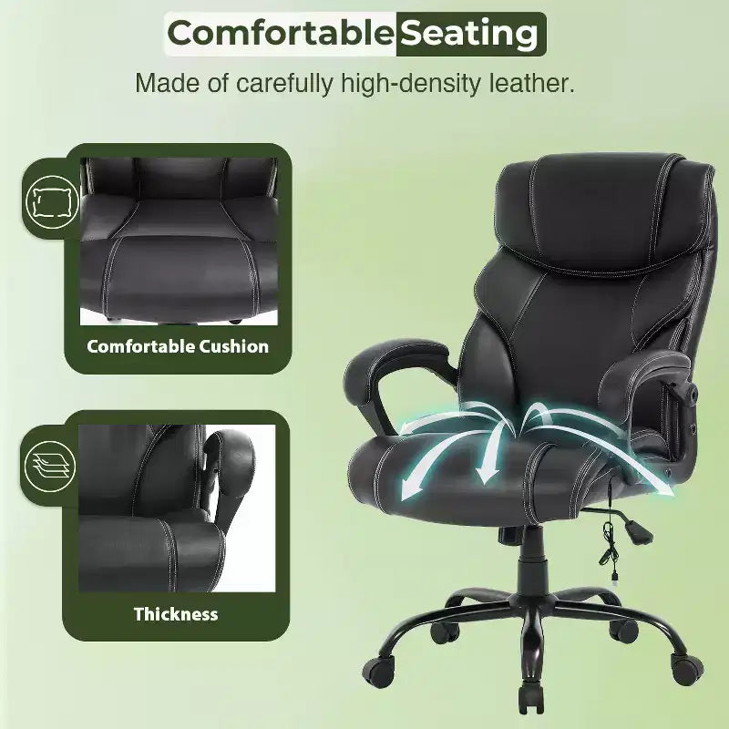 Black Executive PU Leather Office Chair, Single Seat, Adjustable Height