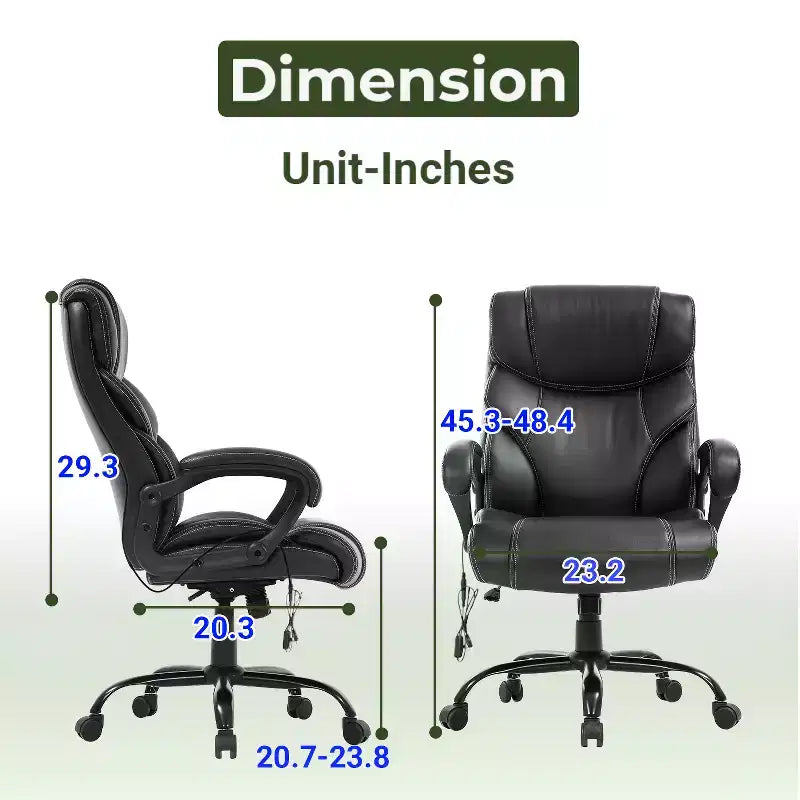 Black Executive PU Leather Office Chair, Single Seat, Adjustable Height