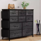 Whizmax Dresser for Bedroom, 10 Drawers Fabric Storage Drawer, Dressers & Chest of Drawers with Side Pockets, Hooks for Closet, Living Room, Hallway