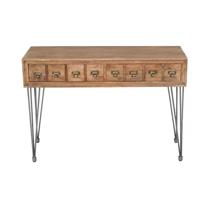 Jofran, American Vintage Solid Wood Sofa Table with Apothecary Drawers, Brown