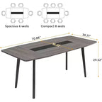 70.86" Boat-Shaped Executive Desk, Brown & Black / Grey & Black, Seats up to 4