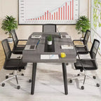 70.86" Boat-Shaped Executive Desk, Brown & Black / Grey & Black, Seats up to 4