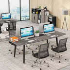 70.86" Boat-Shaped Executive Desk, Brown & Black / Grey & Black, Seats up to 4
