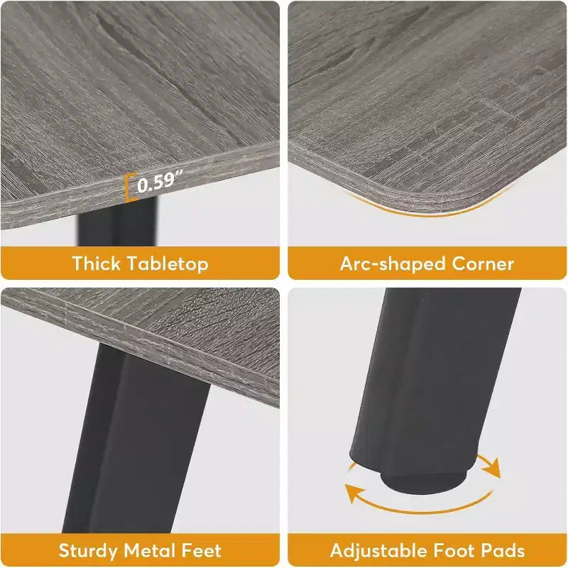 70.86" Boat-Shaped Executive Desk, Brown & Black / Grey & Black, Seats up to 4