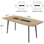70.86" Boat-Shaped Executive Desk, Brown & Black / Grey & Black, Seats up to 4