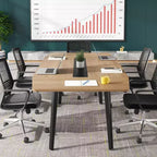70.86" Boat-Shaped Executive Desk, Brown & Black / Grey & Black, Seats up to 4