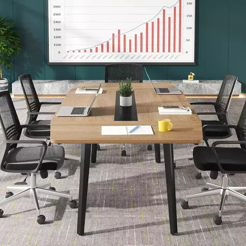 70.86" Boat-Shaped Executive Desk, Brown & Black / Grey & Black, Seats up to 4