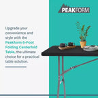 Black Rectangle Folding Table, Seats 6, 6 ft