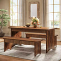Lantine Farmhouse 3-Piece Dining Table Set, 55 Dining Room Table with 2 Benches for 4-6 People
