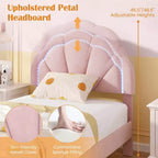Pink Upholstered Platform Bed with LED Lights & Flower Headboard – Twin/Full/Queen, 1 Person